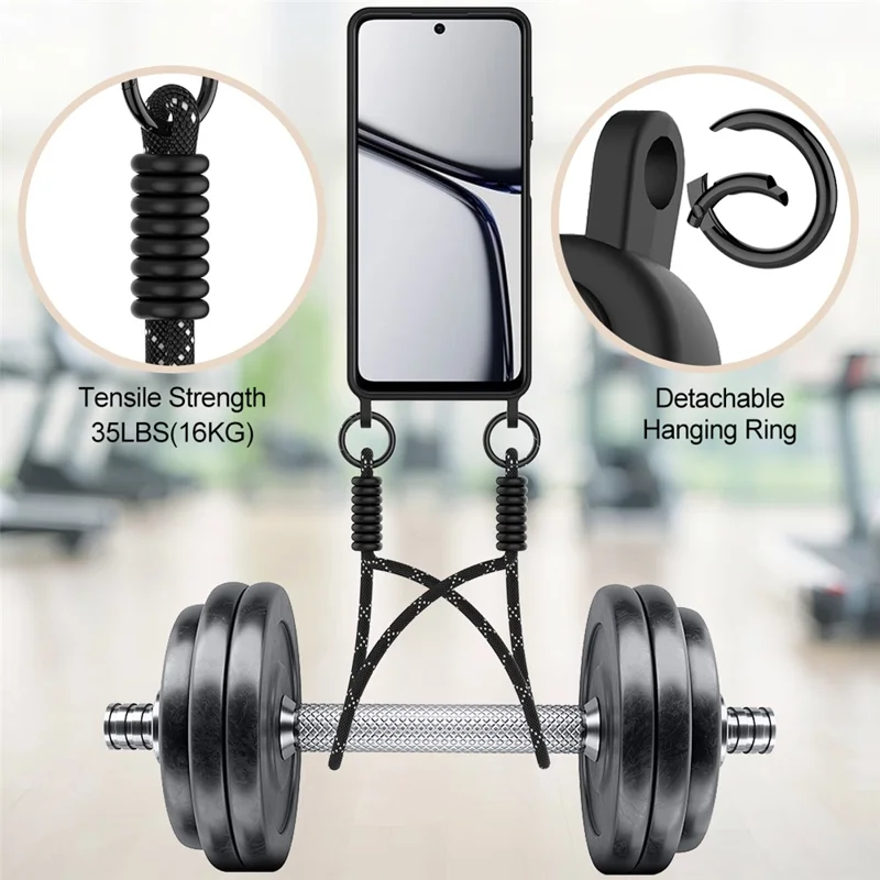 Bulk Purchasing For Realme C65 4G Case Liquid Silicone Card Holder Phone Back Cover with Short Strap - Black