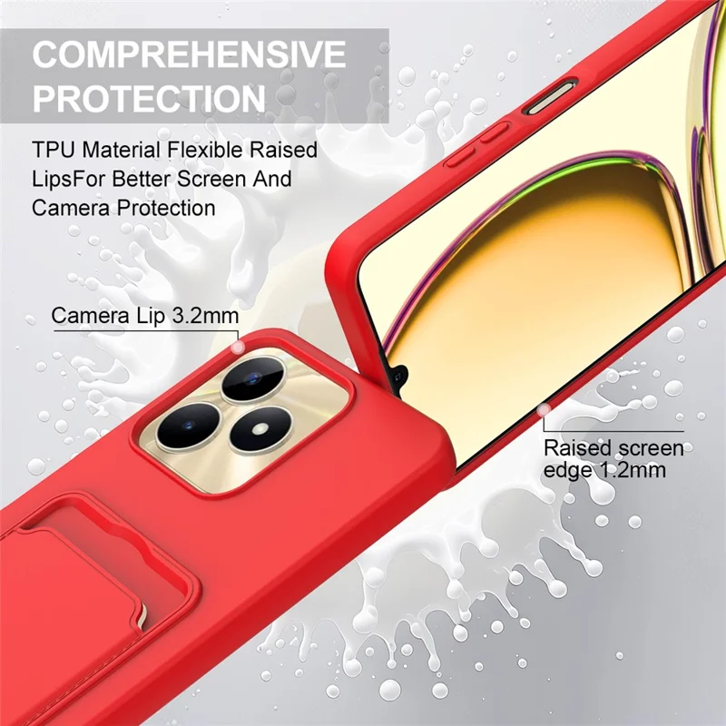 Bulk Purchasing Liquid Silicone Case For Realme Narzo N53 4G  /  C53 (Global)  /  (India)  /  C51  /  Note 50 4G Phone Back Cover with Short Strap - Red