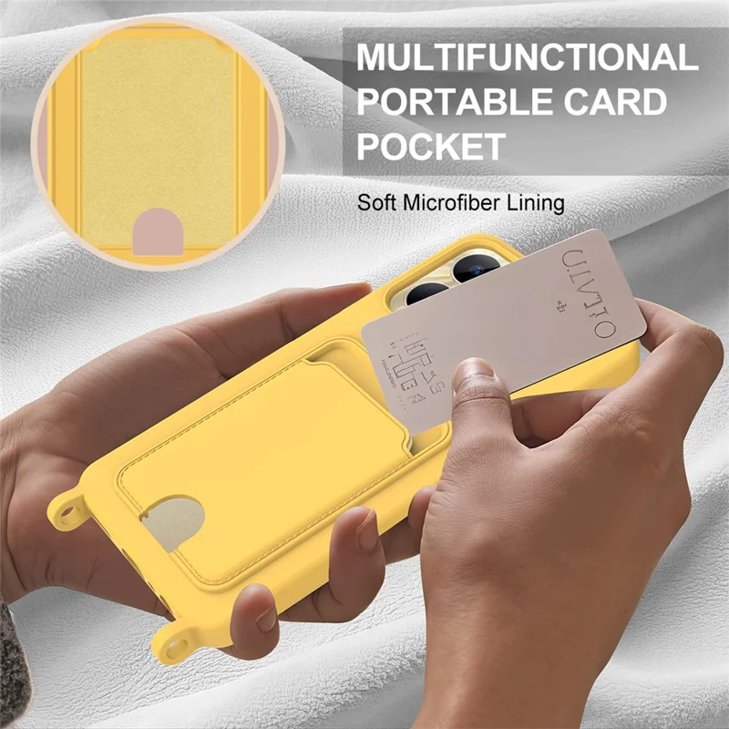 Bulk Purchasing Liquid Silicone Case For Realme Narzo N53 4G  /  C53 (Global)  /  (India)  /  C51  /  Note 50 4G Phone Back Cover with Short Strap - Yellow