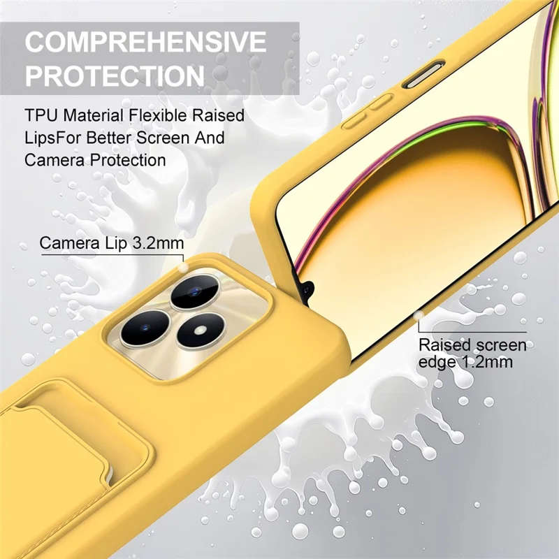 Bulk Purchasing Liquid Silicone Case For Realme Narzo N53 4G  /  C53 (Global)  /  (India)  /  C51  /  Note 50 4G Phone Back Cover with Short Strap - Yellow