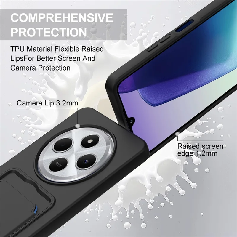 Bulk Purchasing Liquid Silicone Case with Short Strap For Xiaomi Redmi 14C 4G  /  14R 5G  /  A3 Pro 4G  /  A4 5G  /  Poco C75 4G  /  5G  /  Poco M7 5G - Black