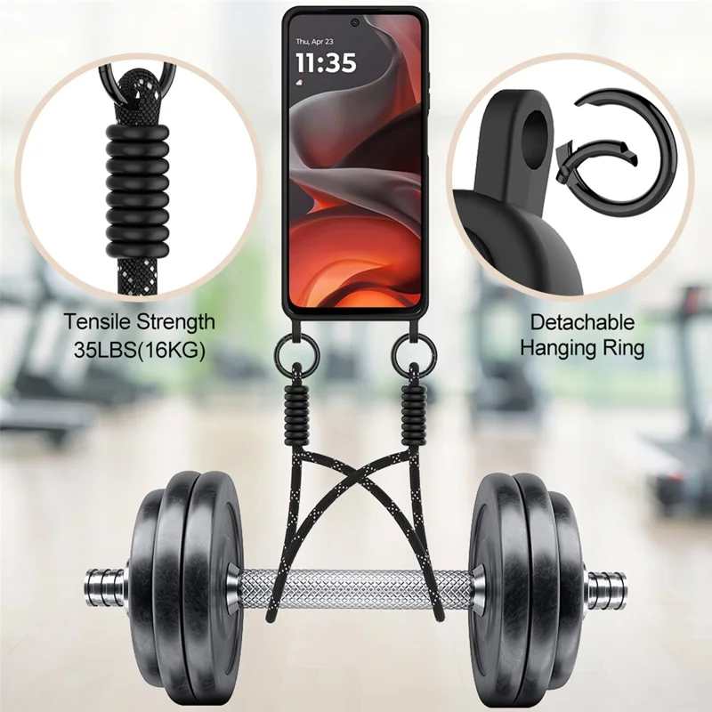 Achat en gros pour Motorola Moto G15 Power 4G / G15 4G Étui en silicone liquide avec porte-carte, coque arrière de téléphone avec courte dragonne - Noir