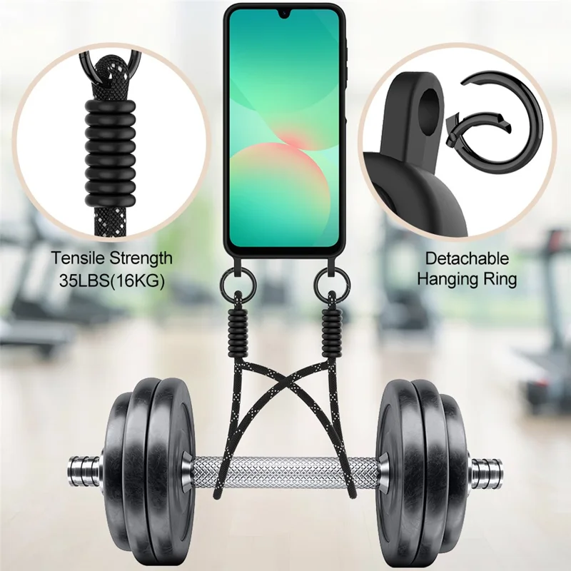 Bulk Purchasing For Samsung Galaxy A56 5G  /  A36 5G Case Liquid Silicone Card Holder Phone Back Cover with Short Strap - Black