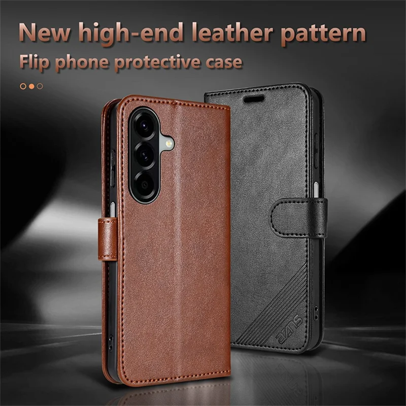 AZNS Pour étui Samsung Galaxy S25 FE Anti-rayures Cuir PU Support Portefeuille Housse de téléphone - Marron