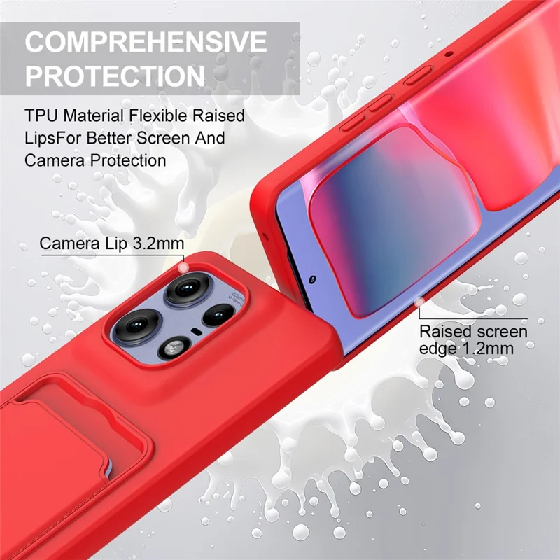 For Motorola Edge 50 Pro 5G Liquid Silicone Case Phone Back Cover with Short Strap - Red
