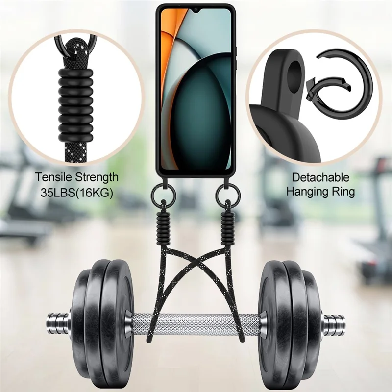 Liquid Silicone Case For Xiaomi Redmi A3 4G  /  A3x 4G  /  Poco C61 4G Card Holder Phone Back Cover with Short Strap - Black