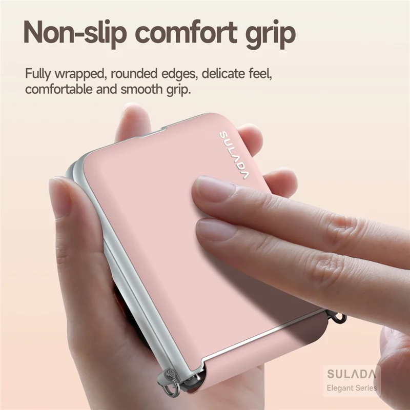 SULADA For Samsung Galaxy Z Flip7 5G Case with Strap Leather Back Phone Cover Hinge Protection - Pink