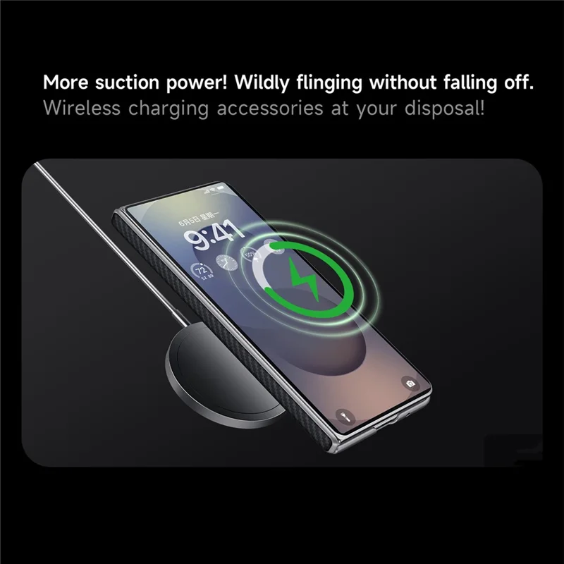 SULADA For Samsung Galaxy Z Fold7 5G Case Compatible with MagSafe Kickstand PU + PC Phone Cover Carbon Fiber Texture - Black
