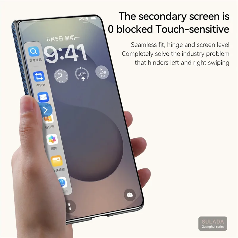 SULADA Pour Samsung Galaxy Z Fold7 5G Coque Magnétique Antichoc en PC Rigide pour Téléphone - Orange Coucher de Soleil