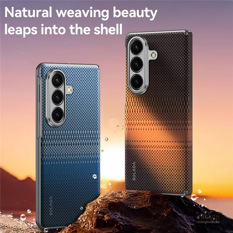 SULADA Pour Samsung Galaxy Z Fold7 5G Coque Magnétique Antichoc en PC Rigide pour Téléphone - Orange Coucher de Soleil