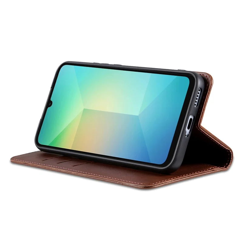AZNS For Samsung Galaxy A17 5G Case Cowhide Texture PU Leather Wallet Phone Cover - Coffee