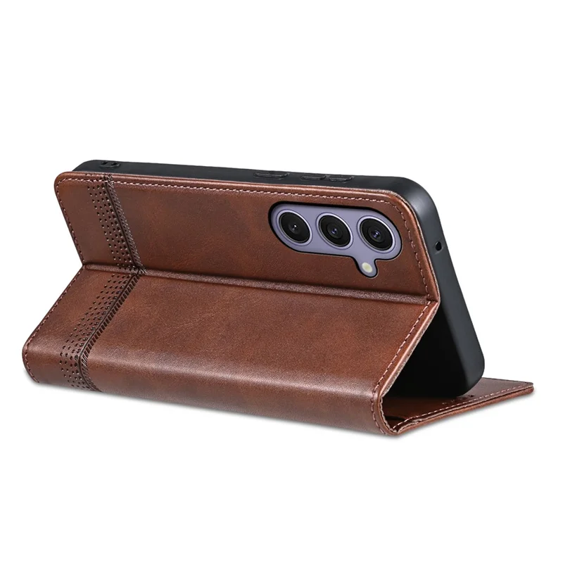 AZNS For Samsung Galaxy A17 5G Case Cowhide Texture PU Leather Wallet Phone Cover - Coffee