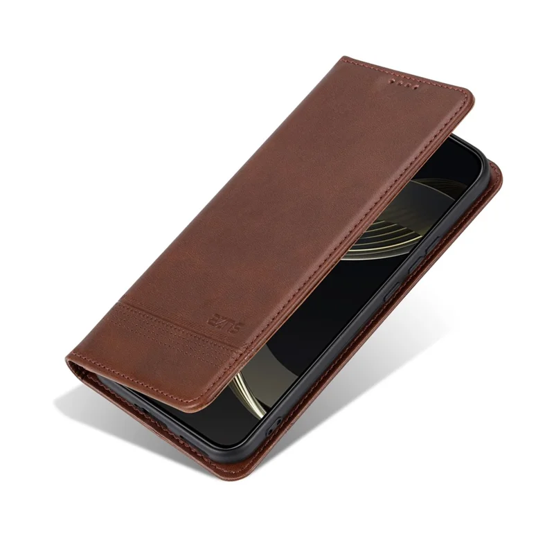 AZNS For Samsung Galaxy A17 5G Case Cowhide Texture PU Leather Wallet Phone Cover - Coffee