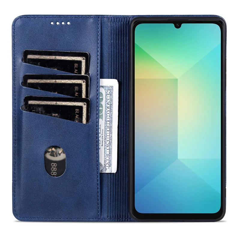 AZNS For Samsung Galaxy A07 5G / A07 4G Case Cowhide Texture PU Leather Wallet Phone Cover - Blue
