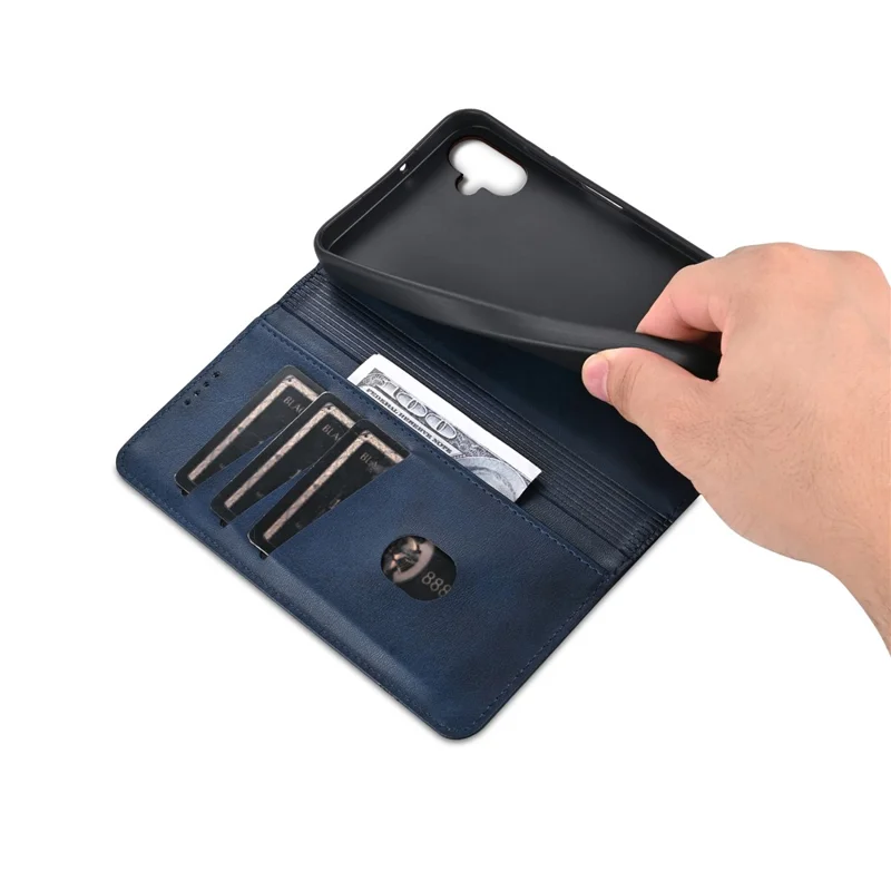 AZNS For Samsung Galaxy A07 5G / A07 4G Case Cowhide Texture PU Leather Wallet Phone Cover - Blue