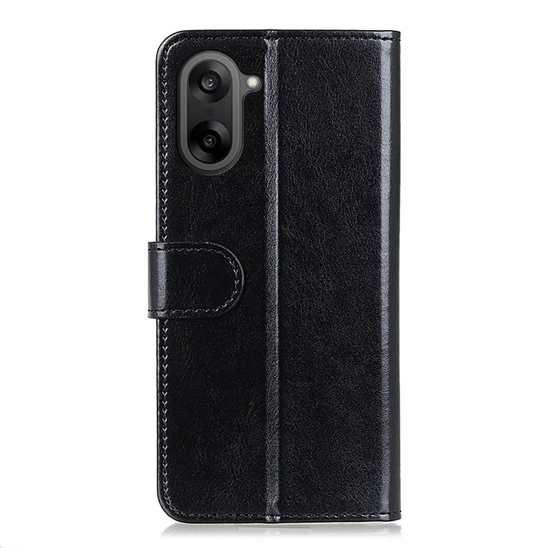 Funda de Cuero PU con Textura de Caballo Loco para OnePlus Nord CE5 5G - Negra