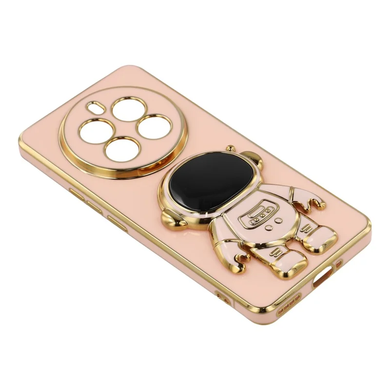 Pour Realme 12 Pro 5G / 12 Pro+ 5G Étui Placage Doux Coque de Téléphone TPU avec Support Caché Astronaute - Rose