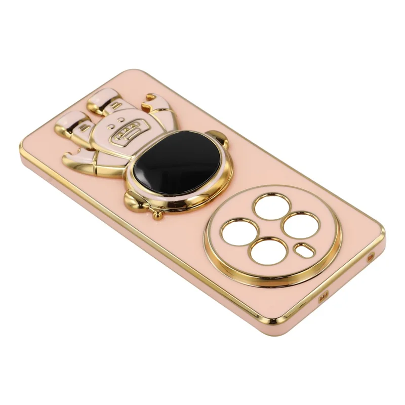 Pour Realme 12 Pro 5G / 12 Pro+ 5G Étui Placage Doux Coque de Téléphone TPU avec Support Caché Astronaute - Rose