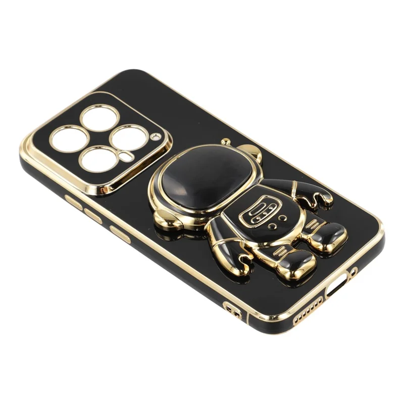 Cover per Xiaomi 14 con Elettroplaccatura Morbido TPU con Astronauta Supporto Nascosto - Nero