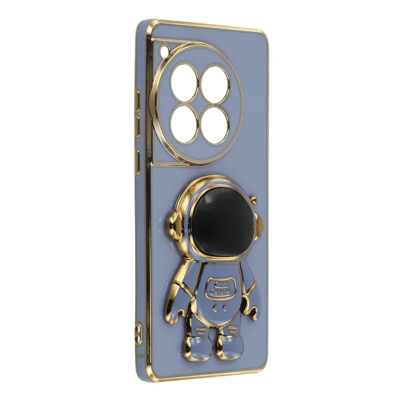 For OnePlus 12 5G Case Electroplating Soft TPU Phone Cover with Astronaut Hidden Kickstand - Blue