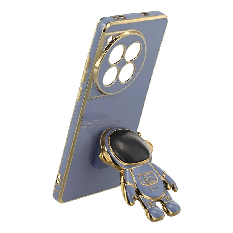For OnePlus 12 5G Case Electroplating Soft TPU Phone Cover with Astronaut Hidden Kickstand - Blue
