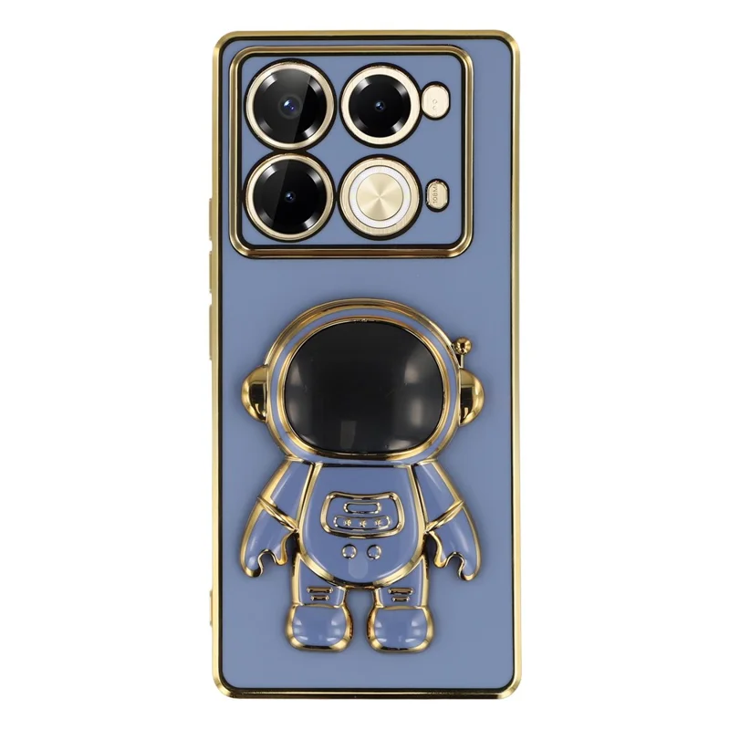 Pour Infinix Note 40 Pro 4G / 5G / Note 40 Pro+ Coque Électroplaquée en TPU Souple avec Support Caché d'Astronaute - Bleu