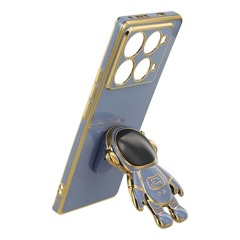 Pour Infinix Note 40 Pro 4G / 5G / Note 40 Pro+ Coque Électroplaquée en TPU Souple avec Support Caché d'Astronaute - Bleu
