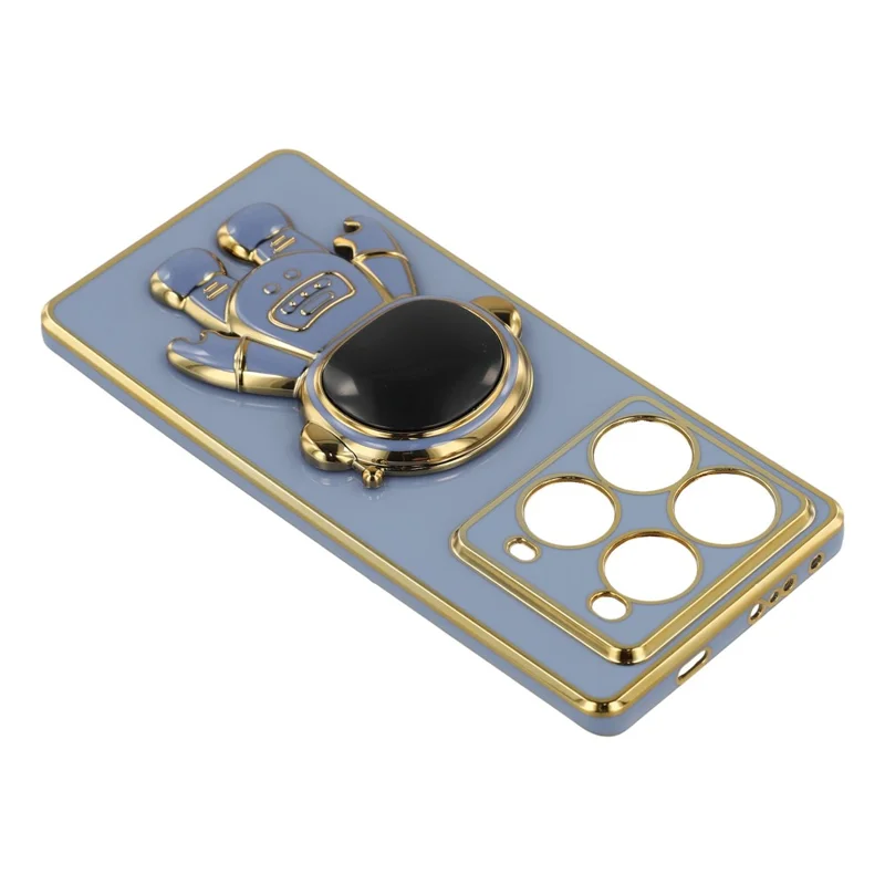 Pour Infinix Note 40 Pro 4G / 5G / Note 40 Pro+ Coque Électroplaquée en TPU Souple avec Support Caché d'Astronaute - Bleu