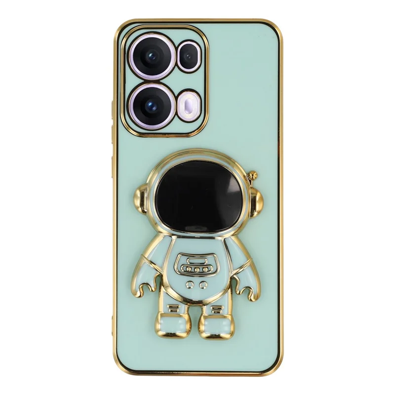 For Oppo Reno13 Pro 5G Case Electroplating Soft TPU Phone Cover with Astronaut Hidden Kickstand - Green