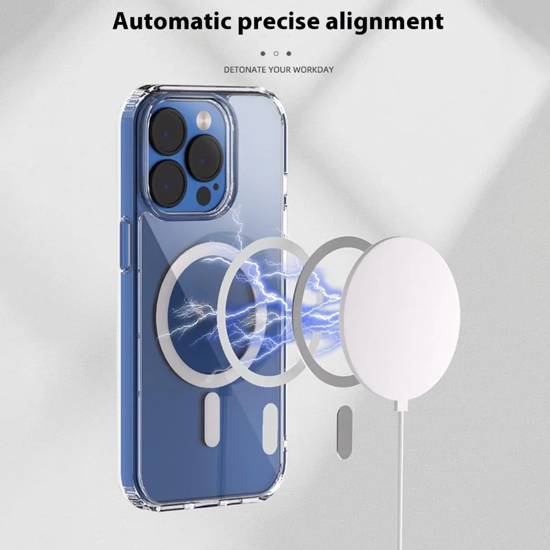 For iPhone 15 Pro Magnetic Case 1.5mm Thickness TPU + PC Clear Phone Back Cover