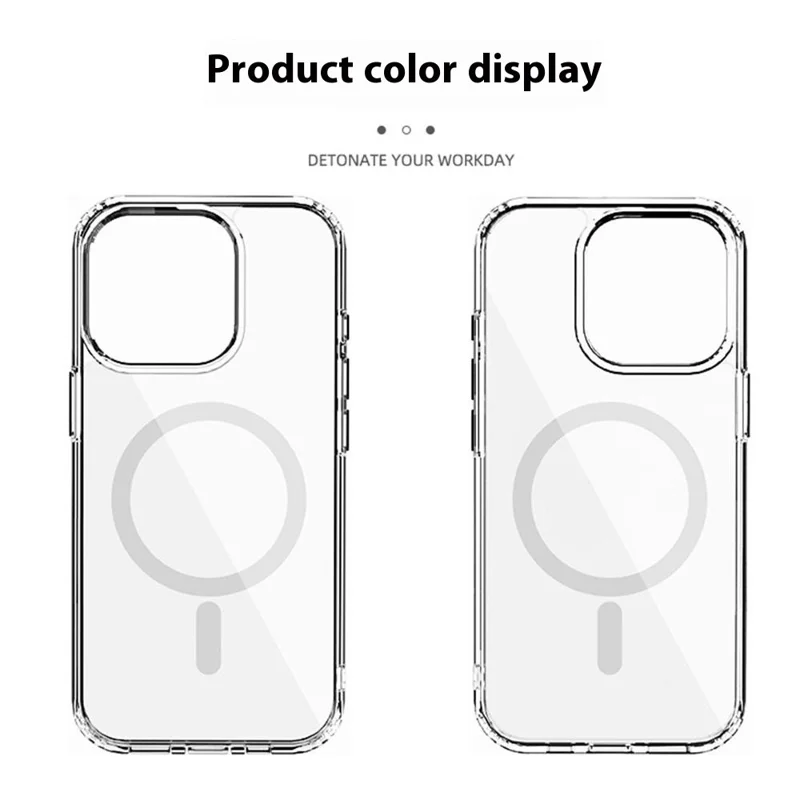 Cover posteriore trasparente per iPhone 14 Pro - Custodia magnetica sottile in TPU + PC, spessore 1,5 mm