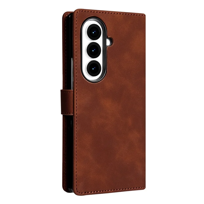 AZNS For Samsung Galaxy Z Fold7 5G Case PU Leather Wallet Phone Cover - Brown