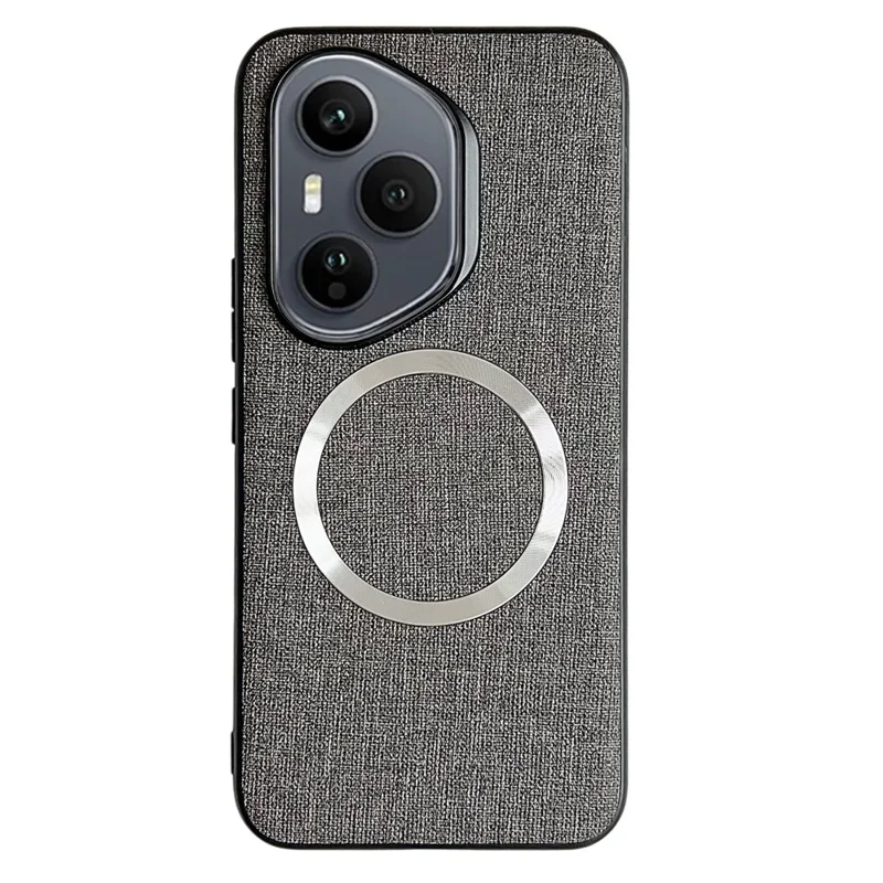 For Honor 400 Pro 5G (Global) Magnetic Case Drop-Proof TPU + Cloth Back Phone Cover - Grey