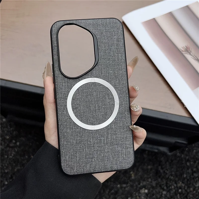 For Honor 400 Pro 5G (Global) Magnetic Case Drop-Proof TPU + Cloth Back Phone Cover - Grey