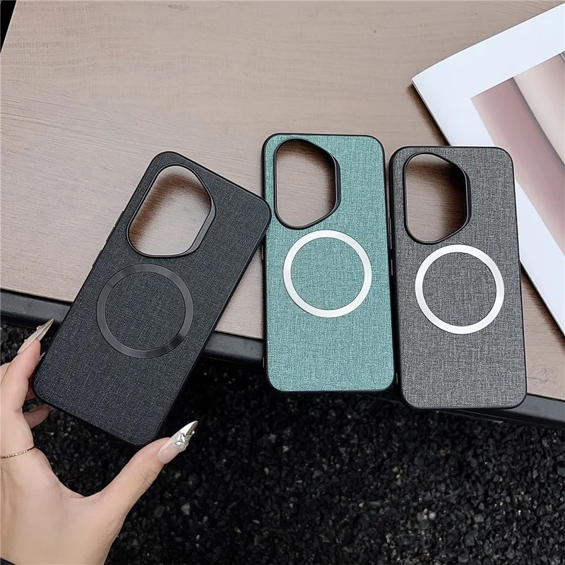 For Honor 400 Pro 5G (Global) Magnetic Case Drop-Proof TPU + Cloth Back Phone Cover - Grey