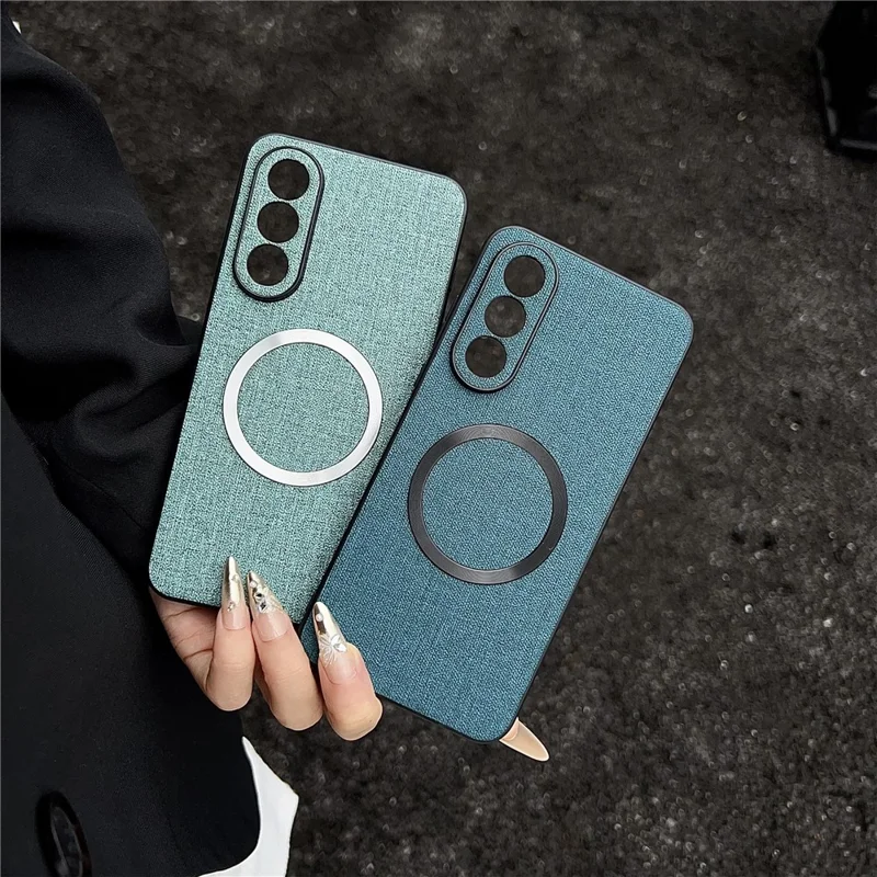 Für OnePlus Nord 5 5G Hülle Stoßfest TPU + Stoff Rückseite Handyhülle Kompatibel mit MagSafe - Dunkelgrün