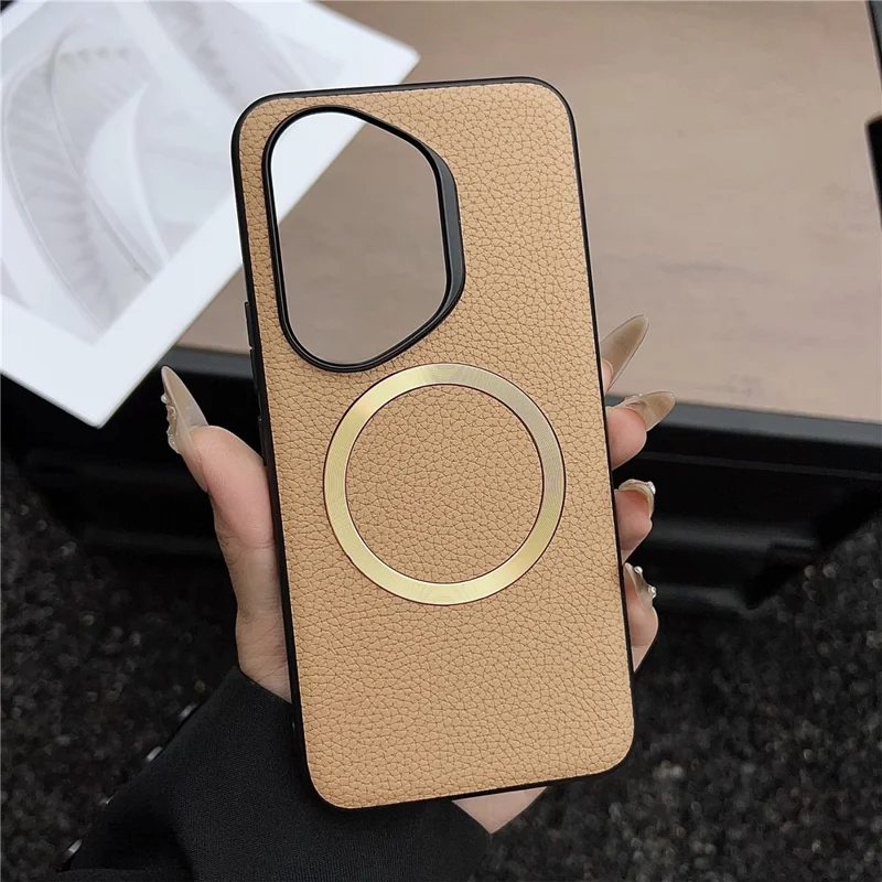 For Honor 400 Pro 5G (Global) Case Compatible with MagSafe PU Leather + TPU Phone Back Cover - Gold