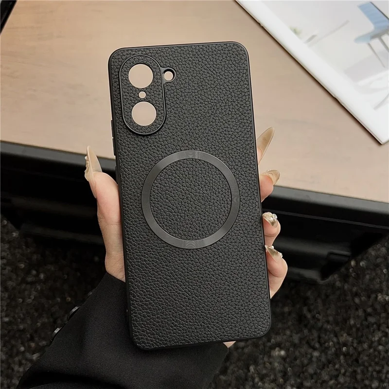 For OnePlus Nord CE5 5G Case Compatible with MagSafe PU Leather + TPU Phone Back Cover - Black
