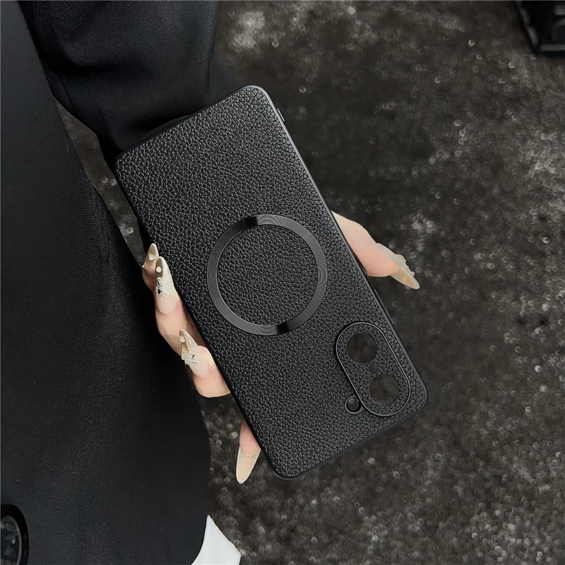 For OnePlus Nord CE5 5G Case Compatible with MagSafe PU Leather + TPU Phone Back Cover - Black