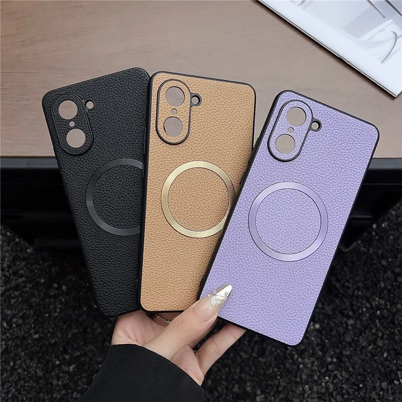 For OnePlus Nord CE5 5G Case Compatible with MagSafe PU Leather + TPU Phone Back Cover - Black