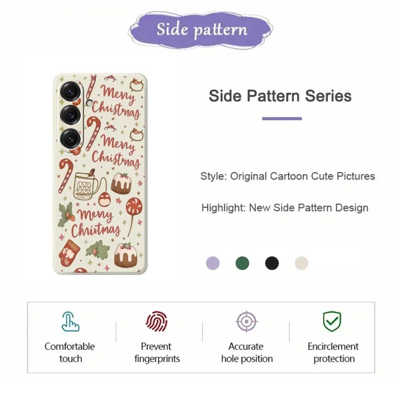 Til Samsung Galaxy S25 Cover Med Julemønster Rette Kanter TPU Telefon Bagdæksel - Beige