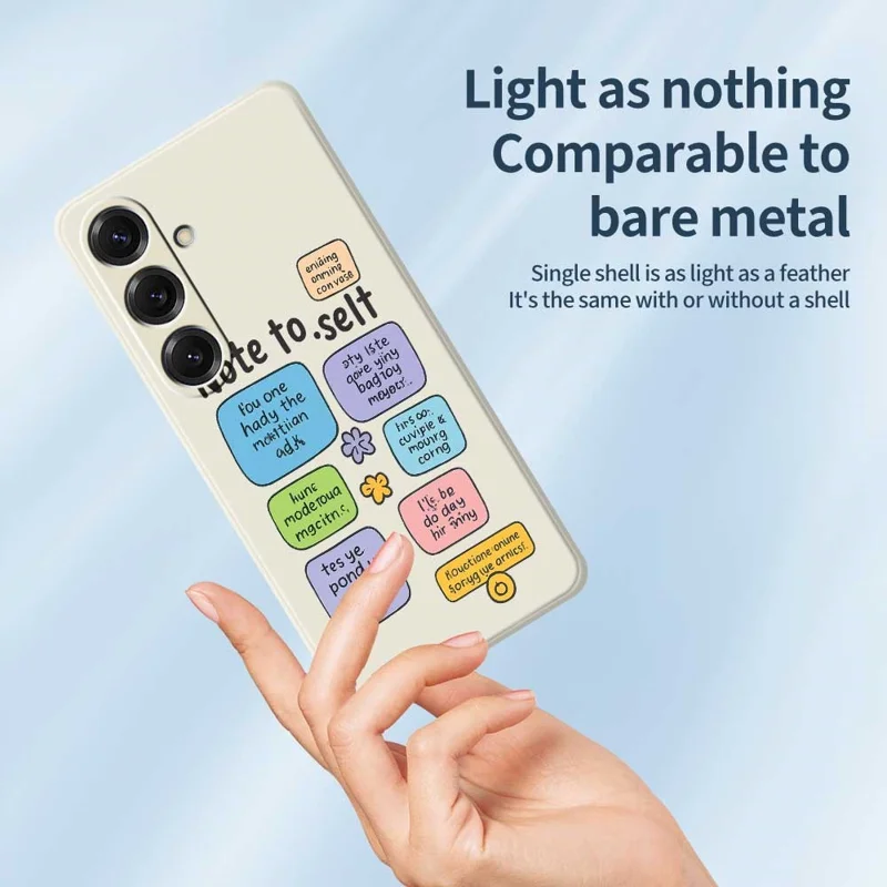 For Samsung Galaxy S25 Case Colored Sticky Notes Pattern Printing Straight Edge TPU Phone Back Cover - Beige