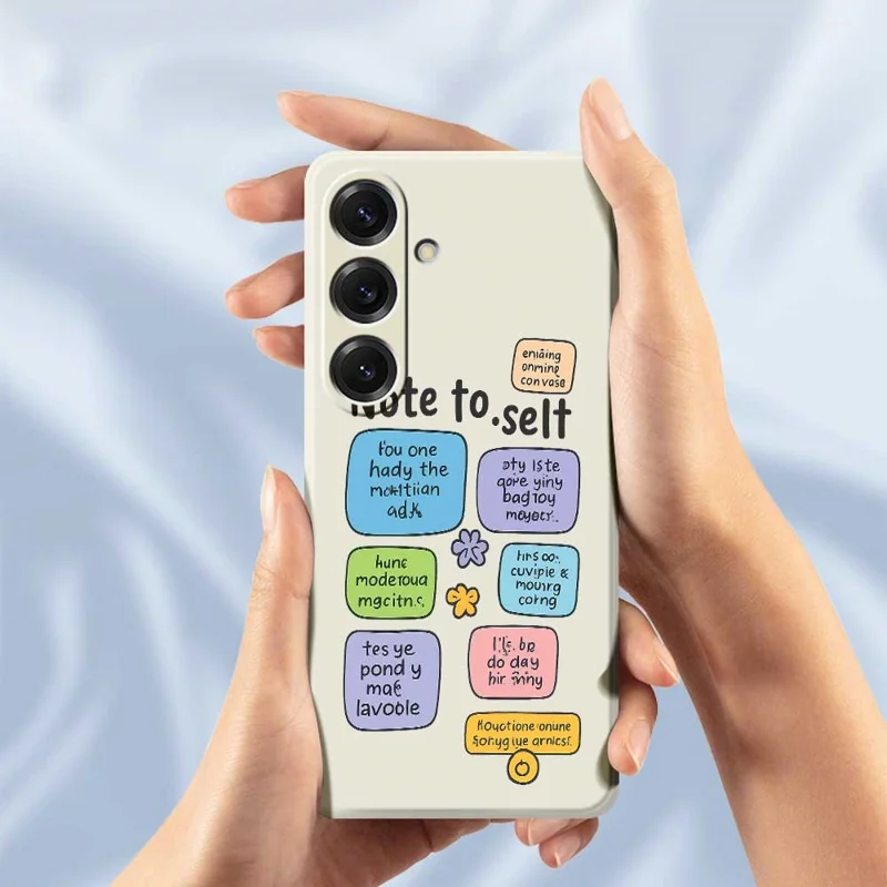 For Samsung Galaxy S25 Case Colored Sticky Notes Pattern Printing Straight Edge TPU Phone Back Cover - Beige