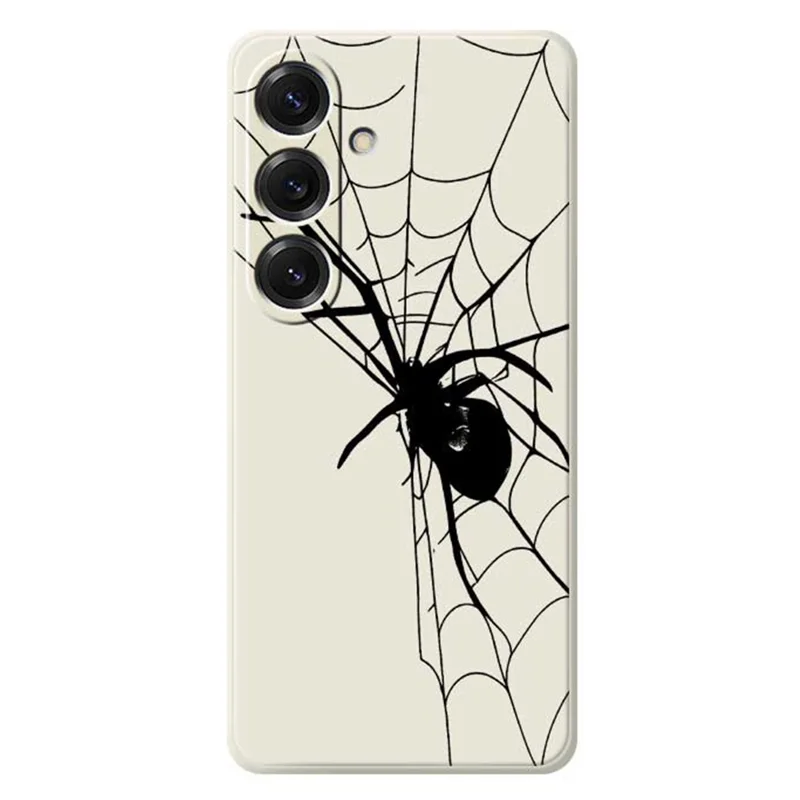 For Samsung Galaxy S25 Case Spider Pattern Printing Straight Edge TPU Phone Back Cover - Beige