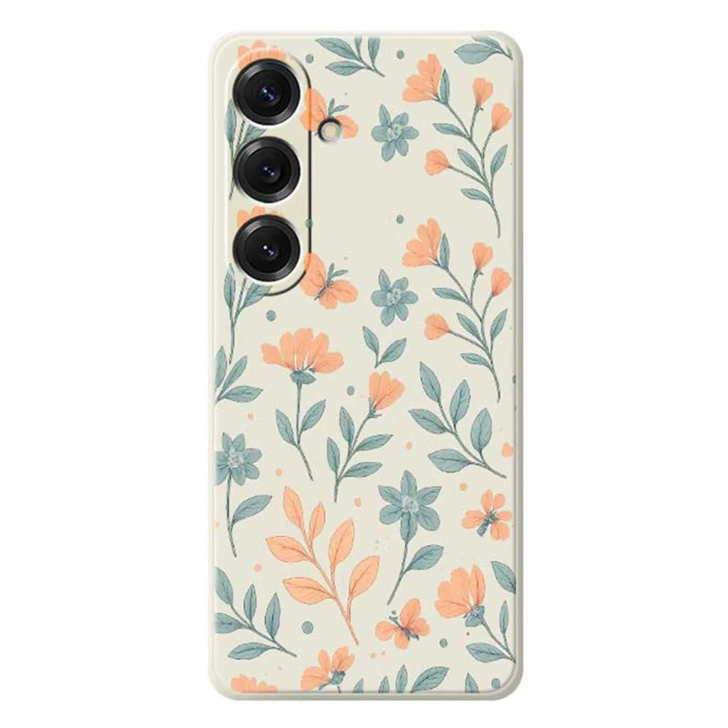 For Samsung Galaxy S25 Case Yellow Flowers Pattern Printing Straight Edge TPU Phone Back Cover - Beige