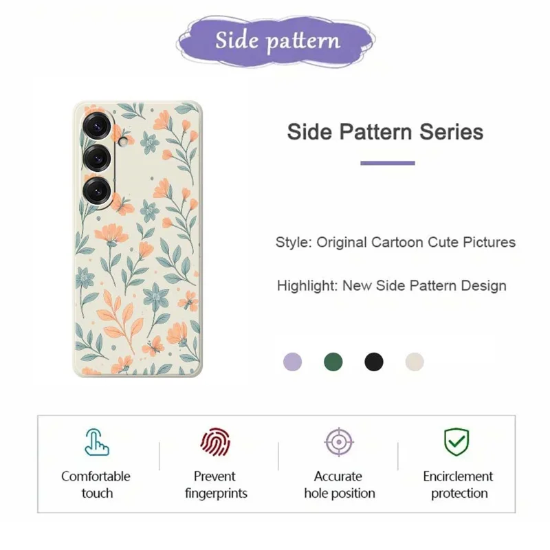 For Samsung Galaxy S25 Case Yellow Flowers Pattern Printing Straight Edge TPU Phone Back Cover - Beige