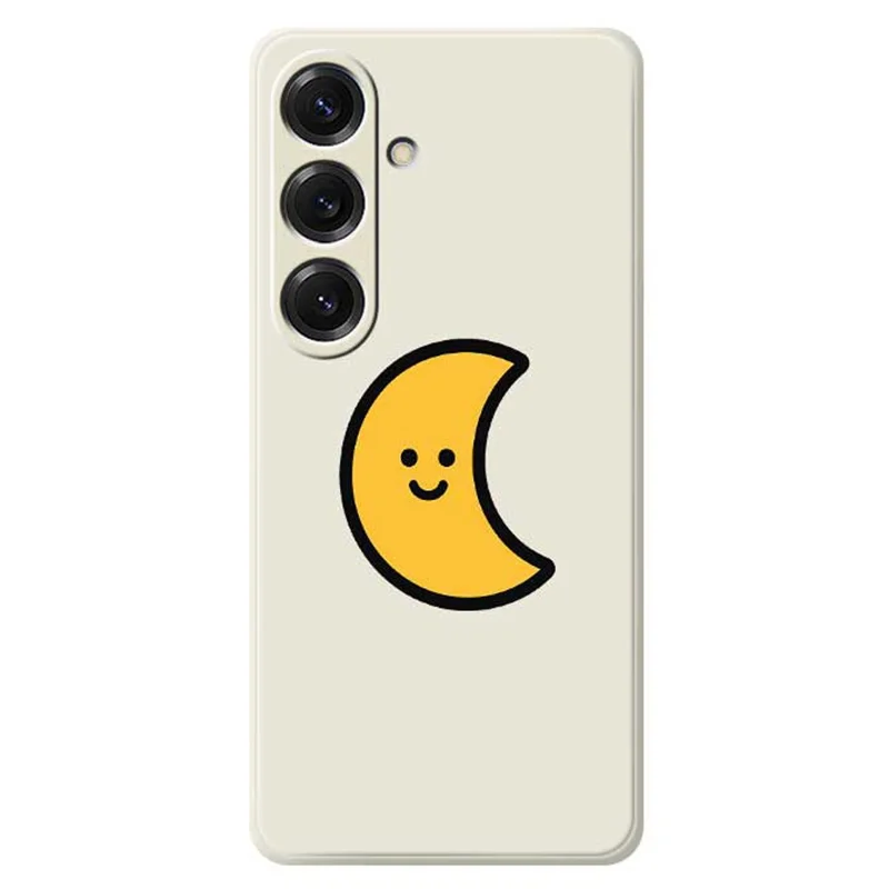Cover posteriore per Samsung Galaxy S25 con stampa a motivo Luna Gialla - Bordo Dritto in TPU - Beige