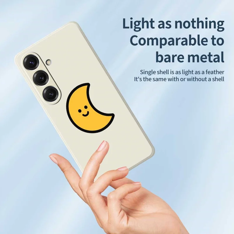 Cover posteriore per Samsung Galaxy S25 con stampa a motivo Luna Gialla - Bordo Dritto in TPU - Beige