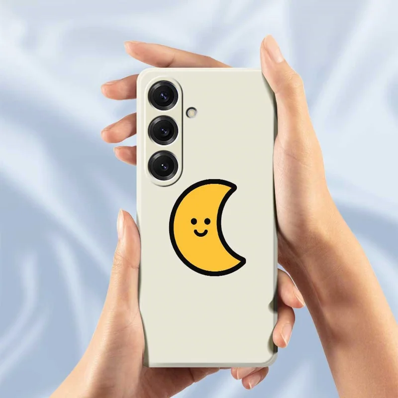 Cover posteriore per Samsung Galaxy S25 con stampa a motivo Luna Gialla - Bordo Dritto in TPU - Beige