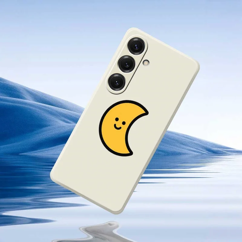 Cover posteriore per Samsung Galaxy S25 con stampa a motivo Luna Gialla - Bordo Dritto in TPU - Beige